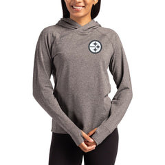 Cutter & Buck Women's Tonal Logo Adapt Knit Recycled Raglan Pullover Hoodie - Pittsburgh Steelers Hoodies