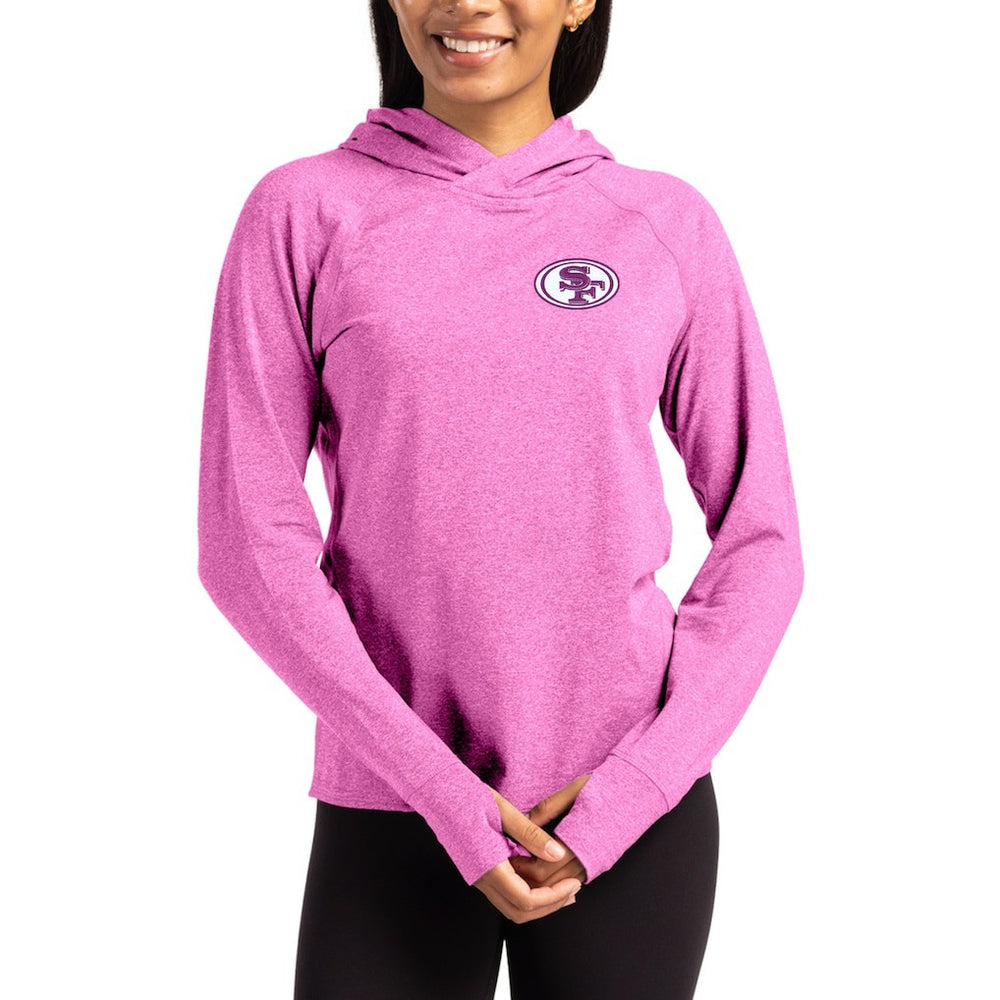 Cutter & Buck Women's Tonal Logo Adapt Knit Recycled Raglan Pullover Hoodie - San Francisco 49ers Hoodies