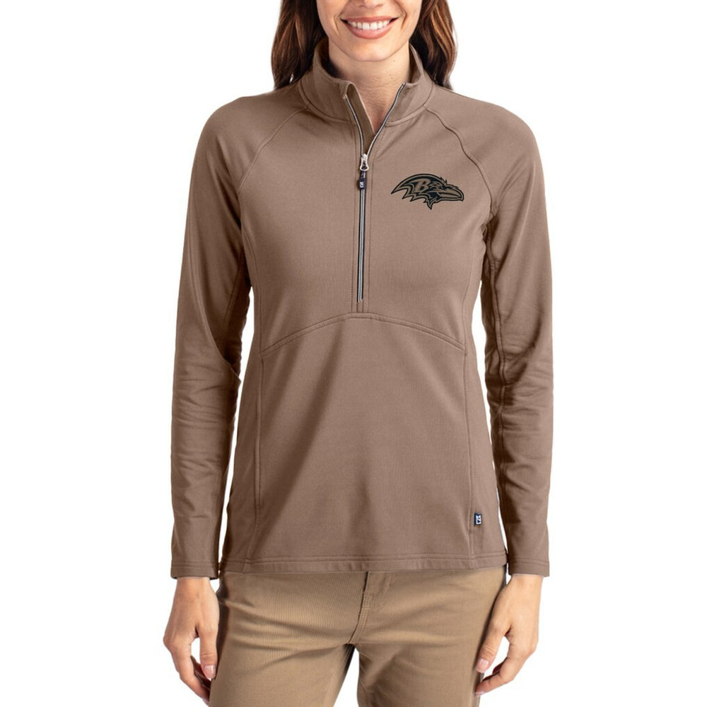 Cutter & Buck Women's Tonal Adapt Eco Knit Stretch Recycled Raglan Half-Zip Pullover - Baltimore Ravens Pullover