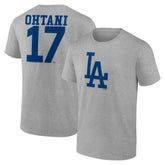 Heather Gray Shohei Ohtani Los Angeles Dodgers Player Name & Number T-Shirt