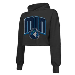 Minnesota Timberwolves Majestic Threads Women's Tri-Blend Cropped Pullover Hoodie