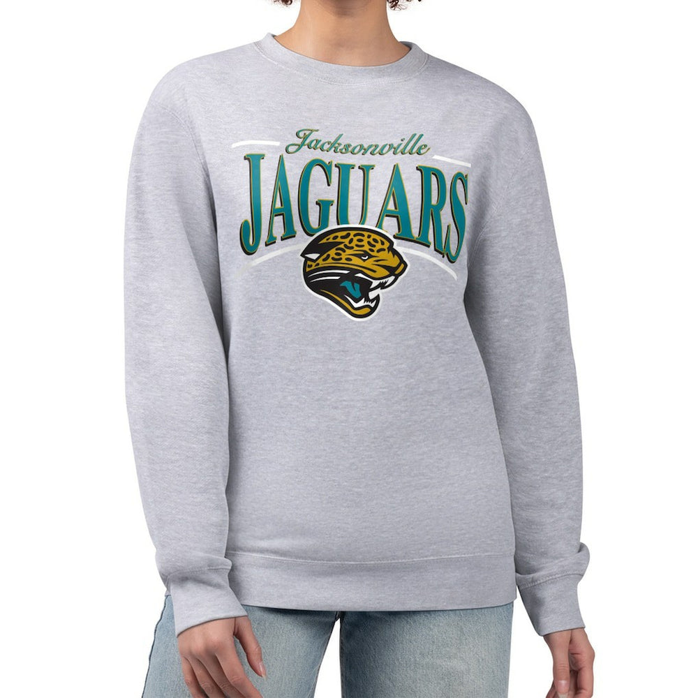 Starter Women's Throwback Arch Stripe Fleece Pullover Sweatshirt - Jacksonville Jaguars Pullover