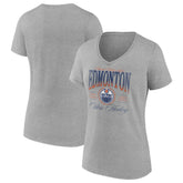 NHL Edmonton Oilers Women's Retro Script V-Neck T-Shirt