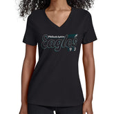 Starter Women's Groovy Script V-Neck T-Shirt - Philadelphia Eagles T-shirts