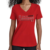 Starter Women's Throwback Groovy Script V-Neck T-Shirt - Tampa Bay Buccaneers T-shirts