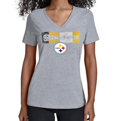 Starter Women's Color Shading V-Neck T-Shirt - Pittsburgh Steelers T-shirts
