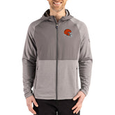 Cutter & Buck Peshastin Eco Fleece Recycled Raglan Full-Zip Tri-Blend Hybrid Jacket - Cleveland Browns Jackets