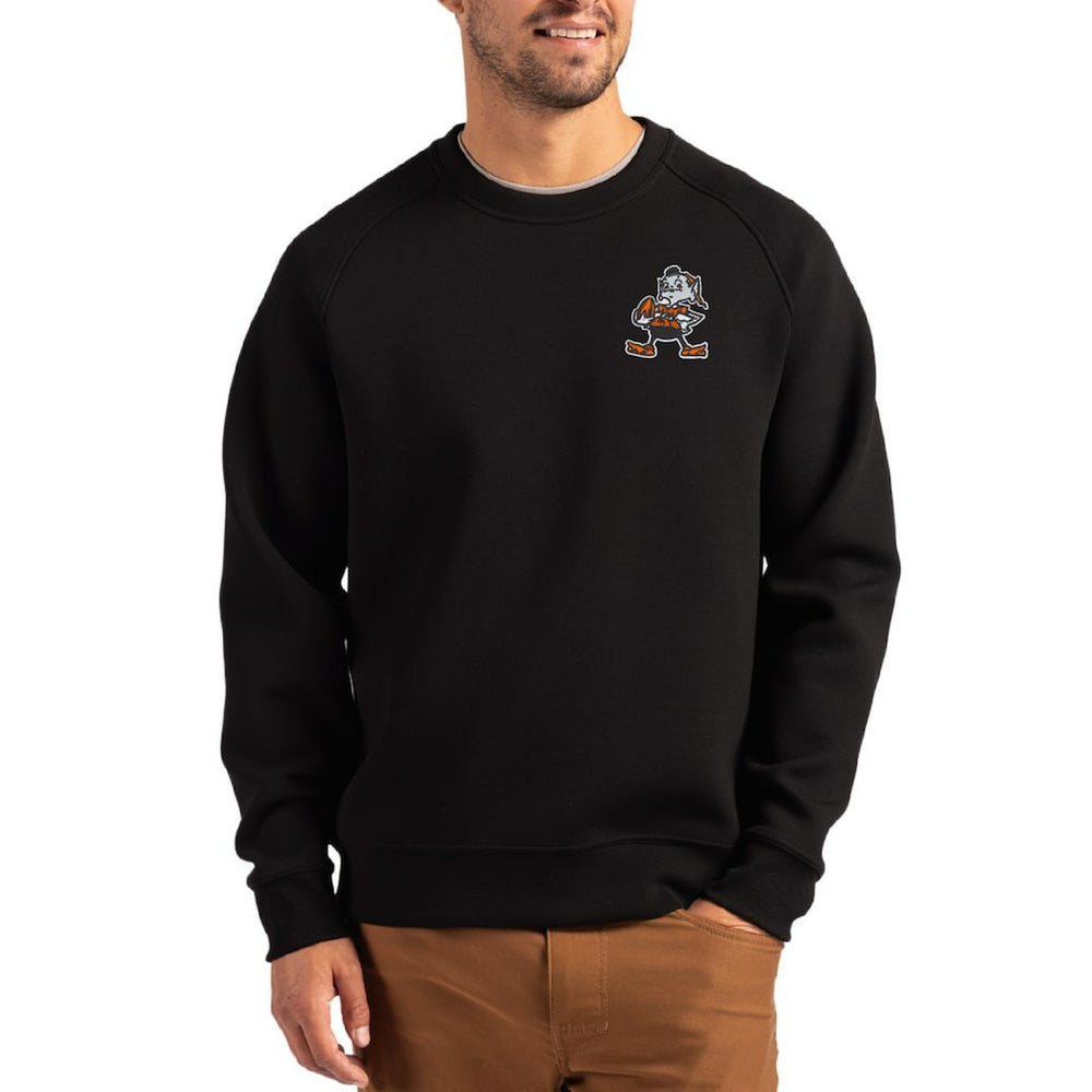 Cutter & Buck Throwback Roam Recycled Raglan Pullover Sweatshirt - Cleveland Browns Pullover