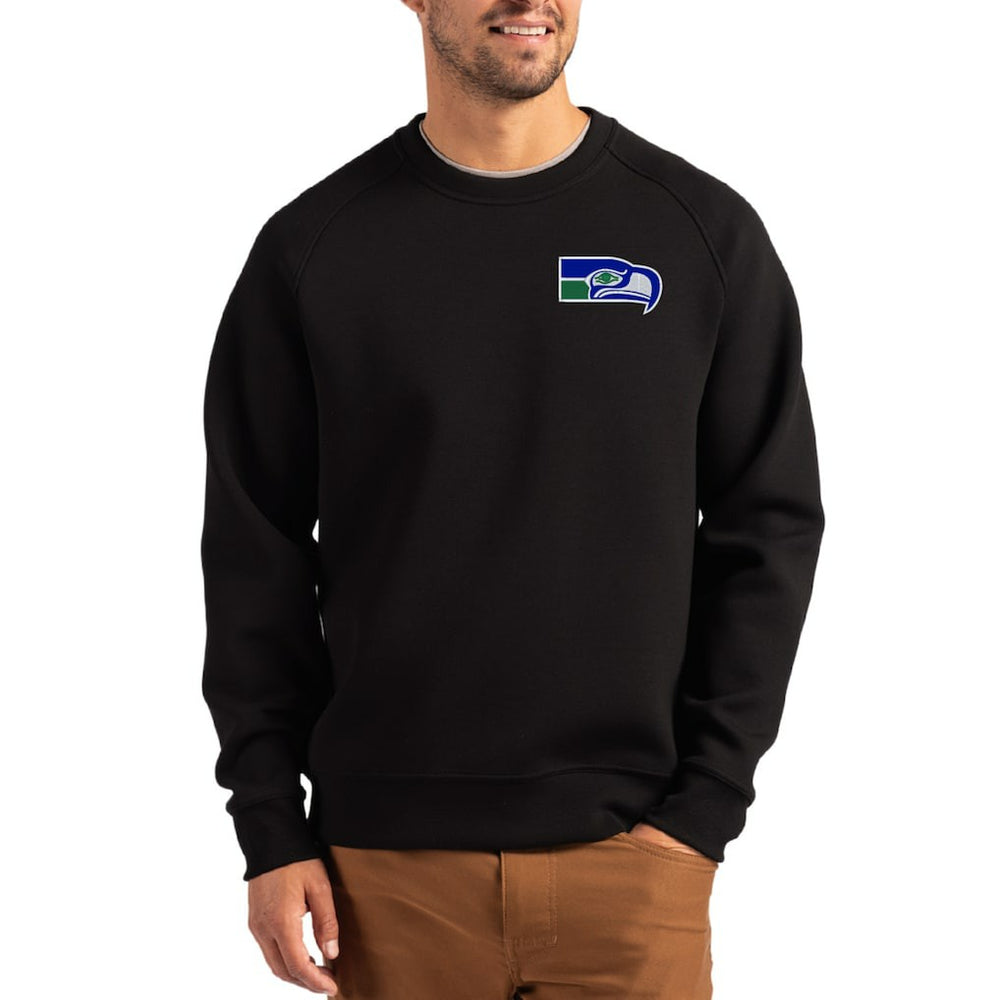 Cutter & Buck Throwback Roam Recycled Raglan Pullover Sweatshirt - Seattle Seahawks Pullover