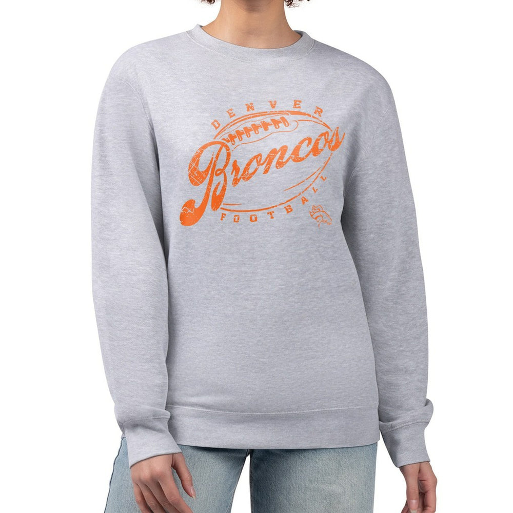 G-III 4Her by Carl Banks Women's Distressed Graphics Fleece Pullover Sweatshirt - Denver Broncos Pullover