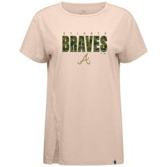 Khaki Atlanta Braves Levelwear Women's Influx Protect W T-Shirt