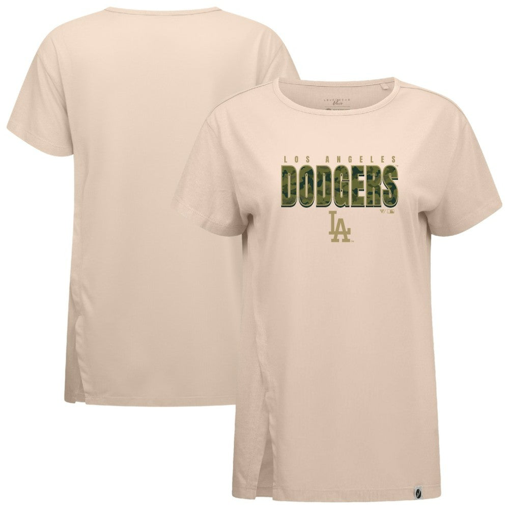 Khaki Los Angeles Dodgers Levelwear Women's Influx Protect W T-Shirt