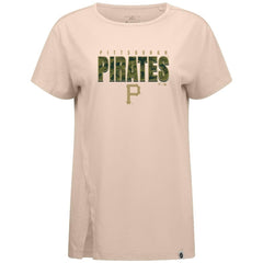 Khaki Pittsburgh Pirates Levelwear Women's Influx Protect W T-Shirt