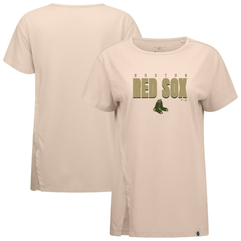 Khaki Boston Red Sox Levelwear Women's Influx Protect W T-Shirt