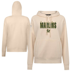 Khaki Miami Marlins Levelwear Women's Adorn Protect W Pullover Hoodie