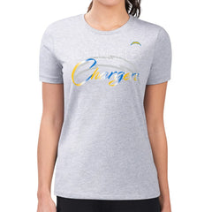 G-III 4Her by Carl Banks Women's Super-Slim Fit Lightweight Shadow Logo T-Shirt - Los Angeles Chargers T-shirts