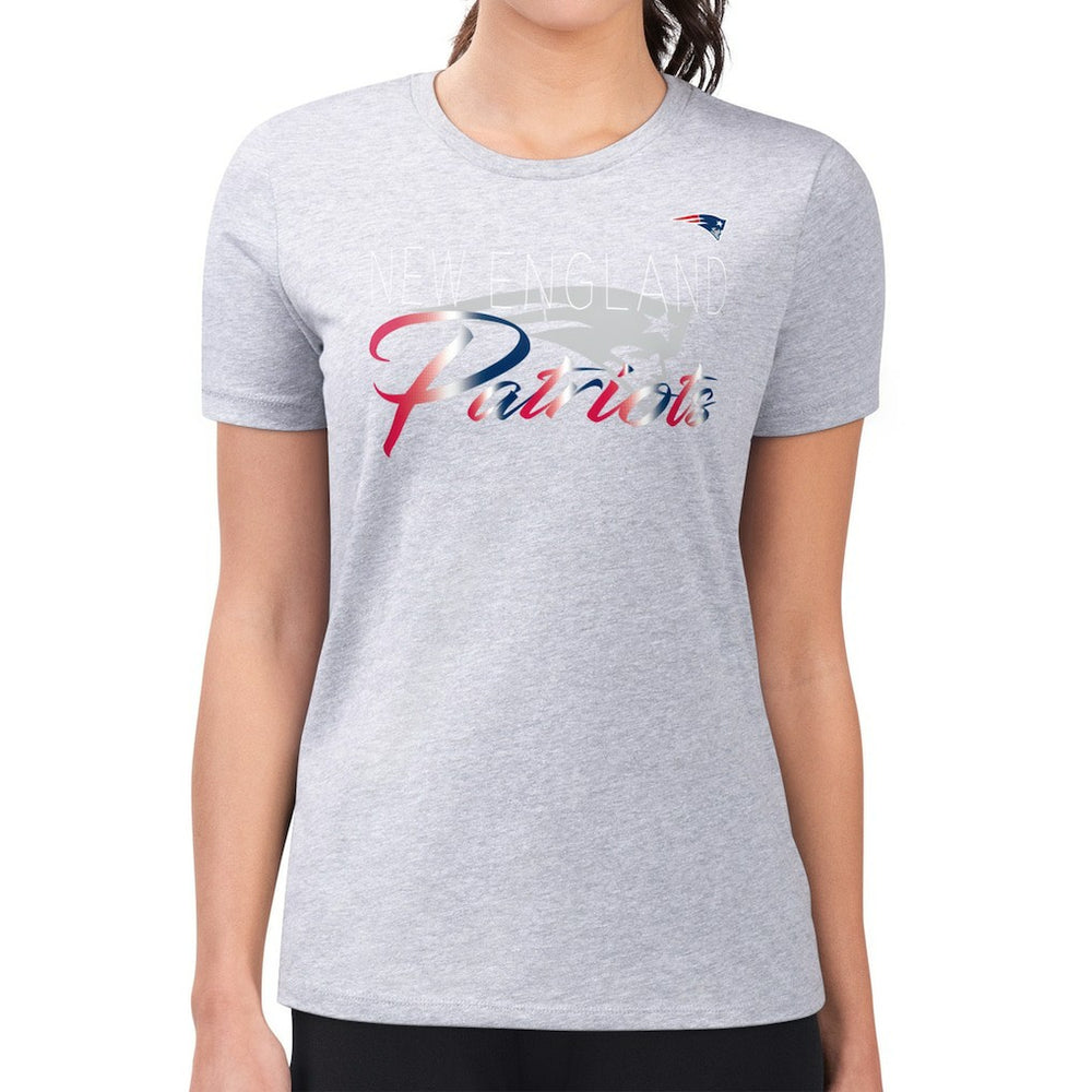 G-III 4Her by Carl Banks Women's Super-Slim Fit Lightweight Shadow Logo T-Shirt - New England Patriots T-shirts