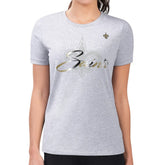 G-III 4Her by Carl Banks Women's Super-Slim Fit Lightweight Shadow Logo T-Shirt - New Orleans Saints T-shirts