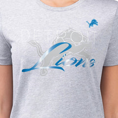 G-III 4Her by Carl Banks Women's Super-Slim Fit Lightweight Shadow Logo T-Shirt - Detroit Lions T-shirts