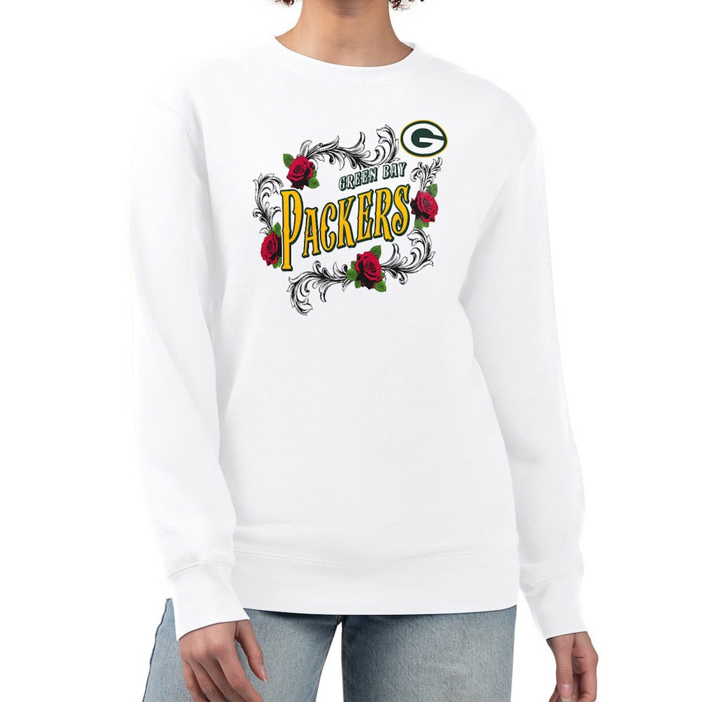 G-III 4Her by Carl Banks Women's Roses Fleece Tri-Blend Pullover Sweatshirt - Green Bay Packers Pullover