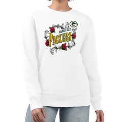 G-III 4Her by Carl Banks Women's Roses Fleece Tri-Blend Pullover Sweatshirt - Green Bay Packers Pullover