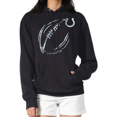 G-III 4Her by Carl Banks Women's Metallic Print Football Sketch Fleece Pullover Hoodie - Indianapolis Colts Hoodies