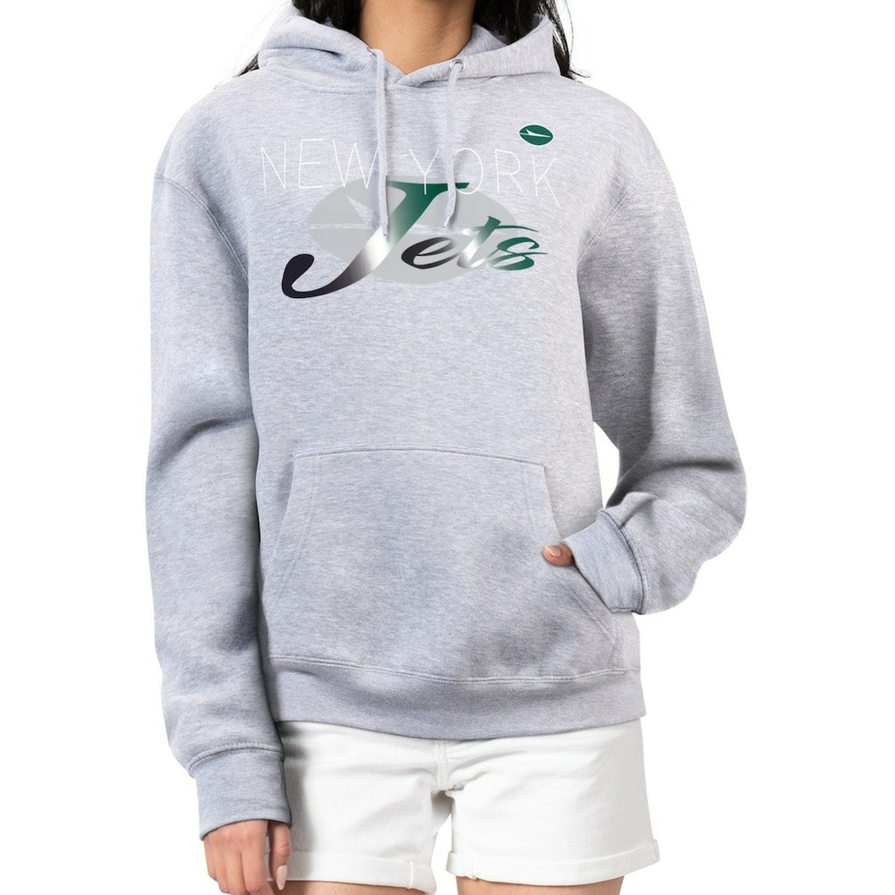 G-III 4Her by Carl Banks Women's Shadow Logo Fleece Pullover Hoodie - New York Jets Hoodies