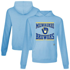 Light Blue Milwaukee Brewers Levelwear Big Brew Relay Pullover Hoodie