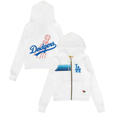 White Los Angeles Dodgers Aviator Nation x MLB Unisex Five-Stripe Tri-Blend Full-Zip Hoodie