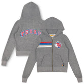 Heather Gray Texas Rangers Aviator Nation x MLB Unisex 5-Stripe Tri-Blend Full-Zip Hoodie