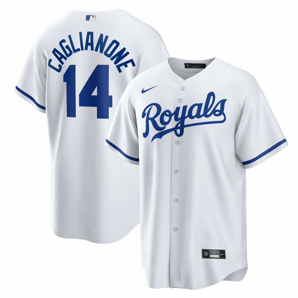 White Jac Caglianone Kansas City Royals Nike Youth Home Replica Jersey