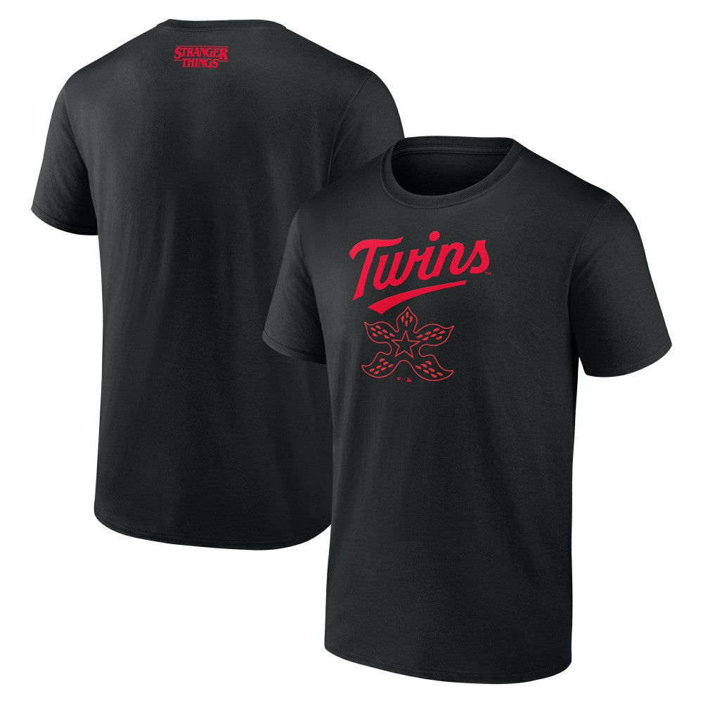 Black Minnesota Twins Stranger Things Demogorgan T-Shirt