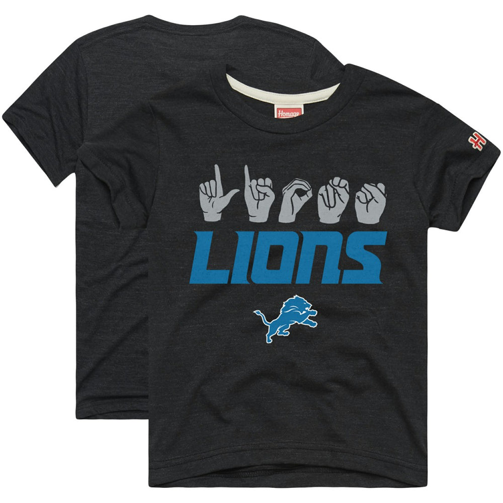Homage Youth Love Sign x ASL 2.0 Tri-Blend T-Shirt - Detroit Lions T-shirts