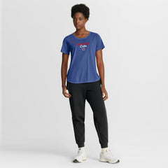 Heather Royal Chicago Cubs Nike Women's Arched Tri-Blend T-Shirt