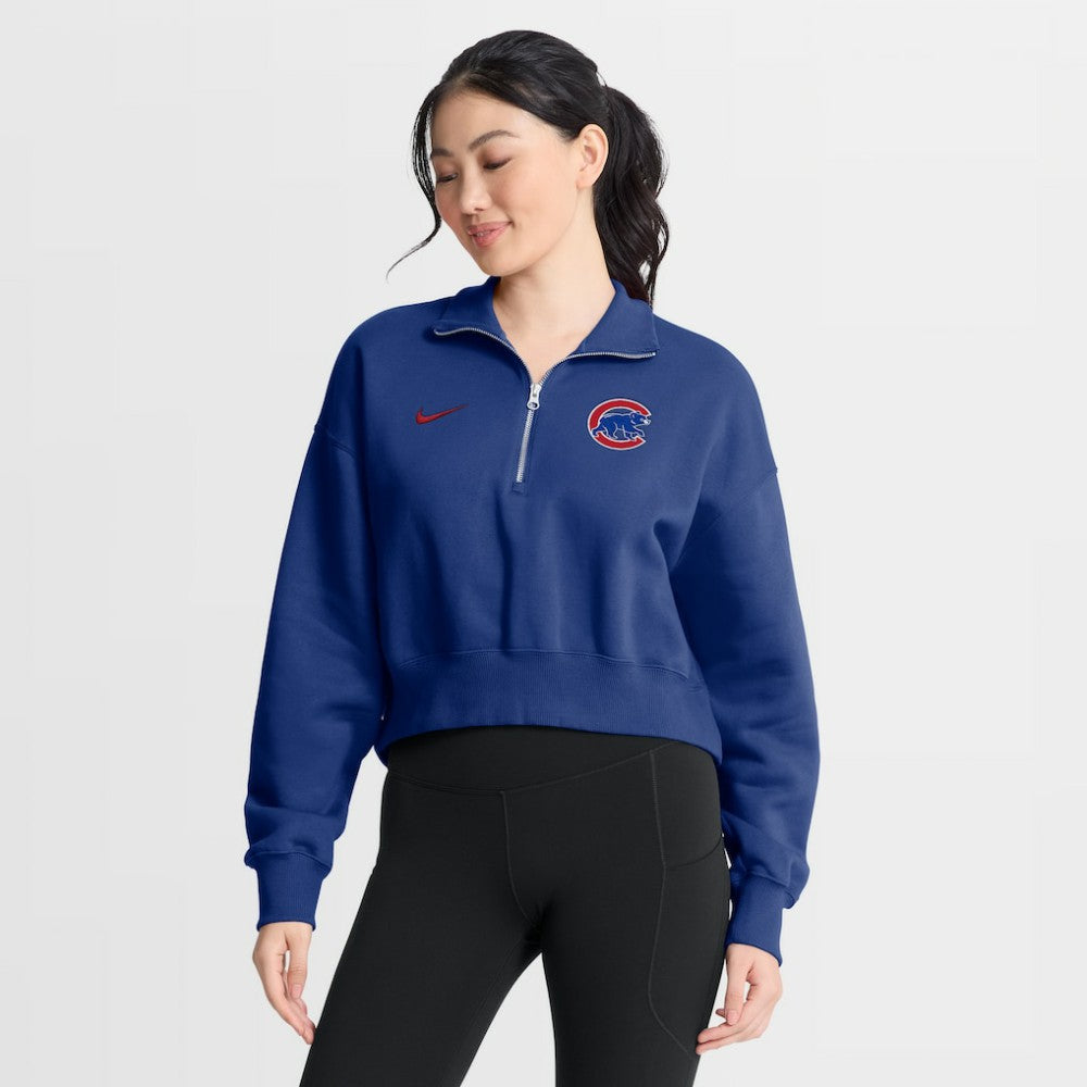 Royal Chicago Cubs Nike Women's Primetime Phoenix Fleece Half-Zip Sweatshirt