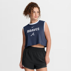 Navy Atlanta Braves Nike Women's Primetime Loose Dri-FIT Cropped Tank Top