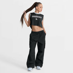 Black Los Angeles Dodgers Nike Women's Primetime Loose Dri-FIT Cropped Tank Top