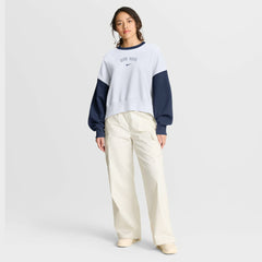 White/Navy Boston Red Sox Nike Women's Oversized High Hip Fleece Sweatshirt