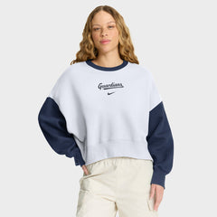 White/Navy Cleveland Guardians Nike Women's Oversized High Hip Fleece Sweatshirt