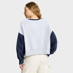White/Navy Cleveland Guardians Nike Women's Oversized High Hip Fleece Sweatshirt
