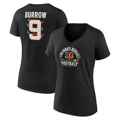 Joe Burrow Women's Floral Name & Number V-Neck T-Shirt - Cincinnati Bengals T-shirts