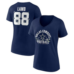 CeeDee Lamb Women's Floral Name & Number V-Neck T-Shirt - Dallas Cowboys T-shirts