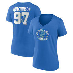 Aidan Hutchinson Women's Floral Name & Number V-Neck T-Shirt - Detroit Lions T-shirts