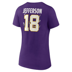 Justin Jefferson Women's Floral Name & Number V-Neck T-Shirt - Minnesota Vikings T-shirts