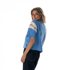 The Wild Collective Women's Charger Power Contrast Sleeve Insert T-Shirt - Los Angeles Chargers T-shirts