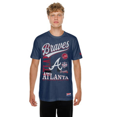 Navy Atlanta Braves New Era Oversized Throwback Distressed T-Shirt