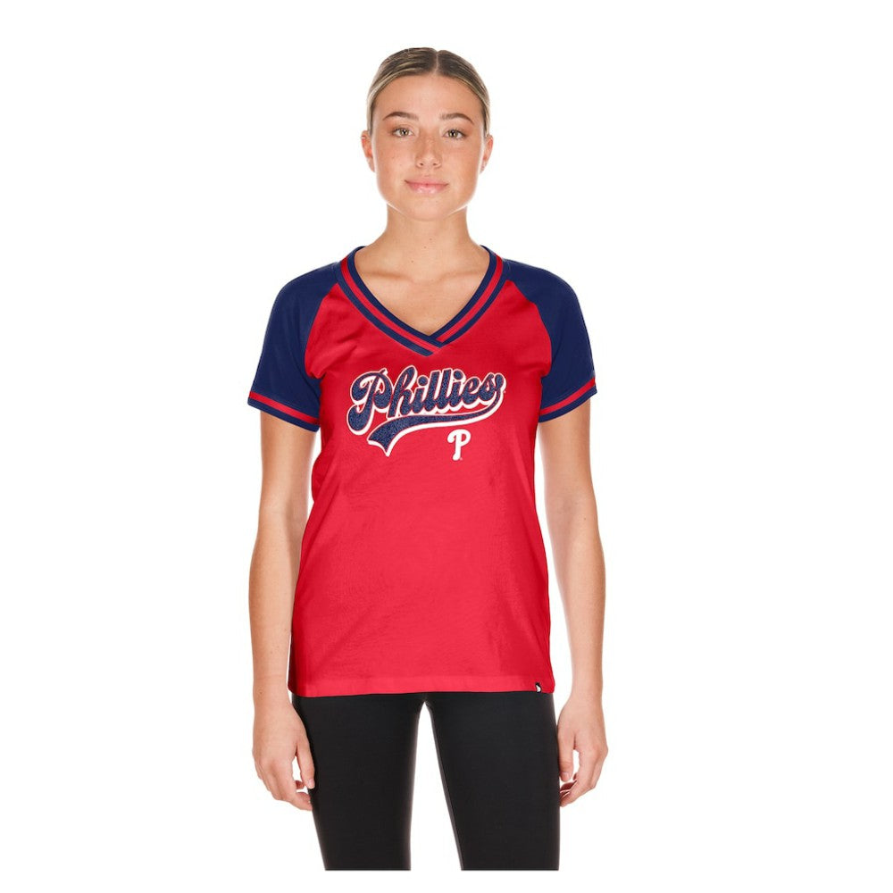 Red Philadelphia Phillies New Era Women's Gameday V-Neck T-Shirt