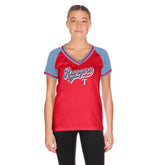 Red Texas Rangers New Era Women's Gameday V-Neck T-Shirt