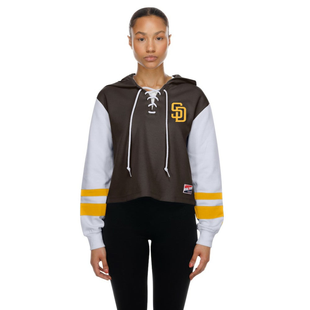 Brown San Diego Padres New Era Women's Boxy Lace-Up Hoodie