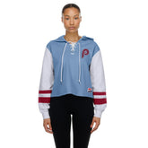 Light Blue Philadelphia Phillies New Era Women's Boxy Lace-Up Hoodie